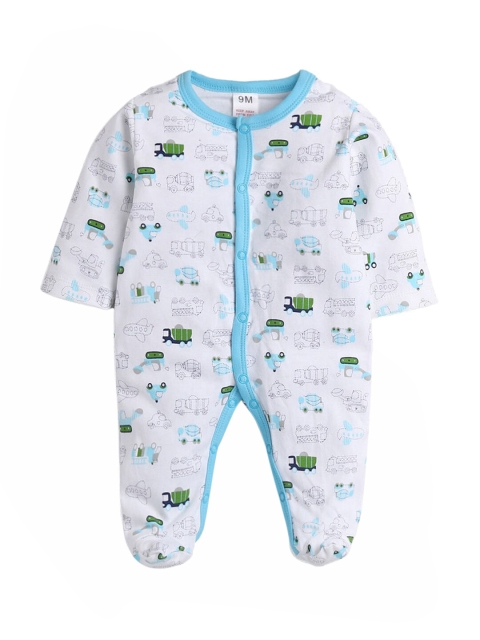 

Hopscotch Kids Blue Printed Cotton Sleepsuits