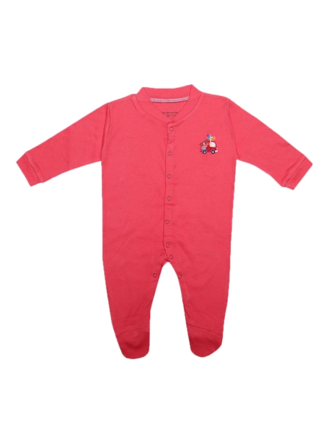 

Hopscotch Kids Peach-Colored Solid Cotton Sleepsuit