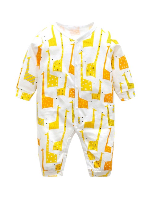 

Hopscotch Yellow Printed Sleepsuits