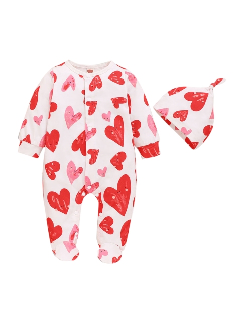 

Hopscotch Infant Girls Red & White Printed Bodysuit