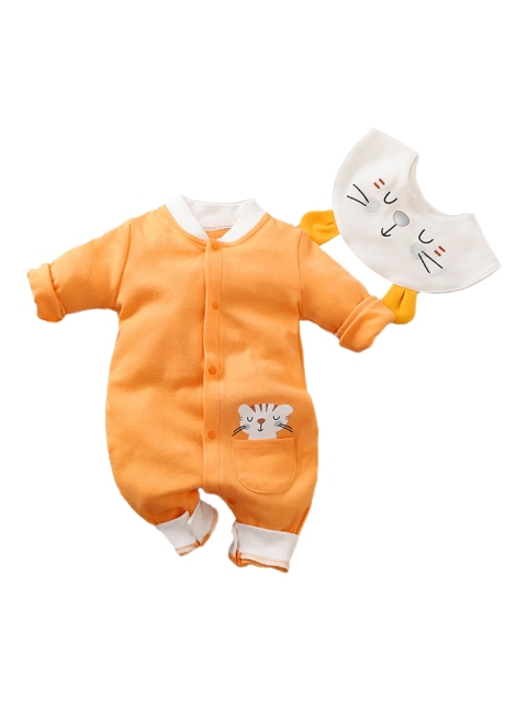 

Hopscotch Boys Infant Orange & White Printed Cotton Bodysuit