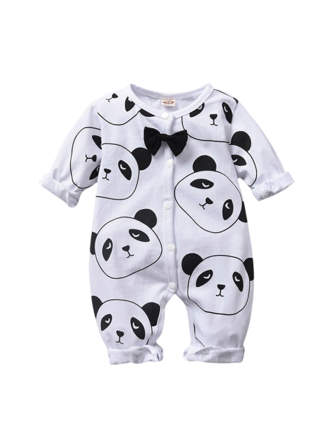 

Hopscotch Infant Boys White & Black Printed Rompers