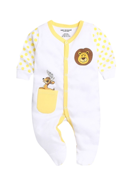 

Hopscotch Boys Yellow & White Printed Cotton Bodysuit