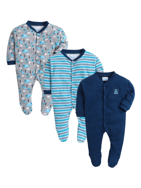 

Hopscotch Boys Infant Navy Blue & Grey Printed Cotton Bodysuit