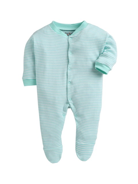 

Hopscotch Boys Turquoise Blue Striped Cotton Sleepsuit