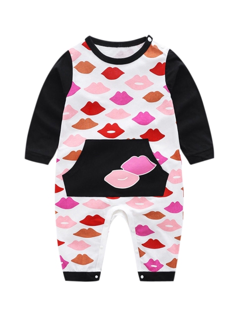 

Hopscotch Infant Girls White & Black Printed Bodysuit