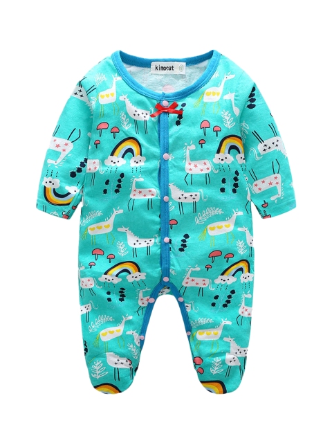 

Hopscotch Girls Green Animal Print Sleepsuits