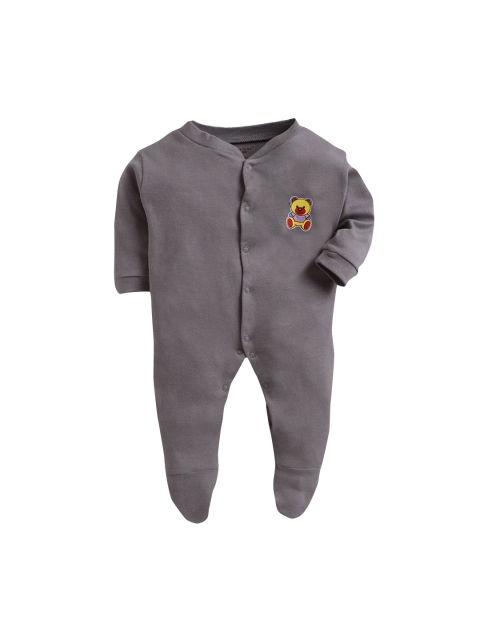 

Hopscotch Unisex Kids Grey Solid Cotton Bodysuit