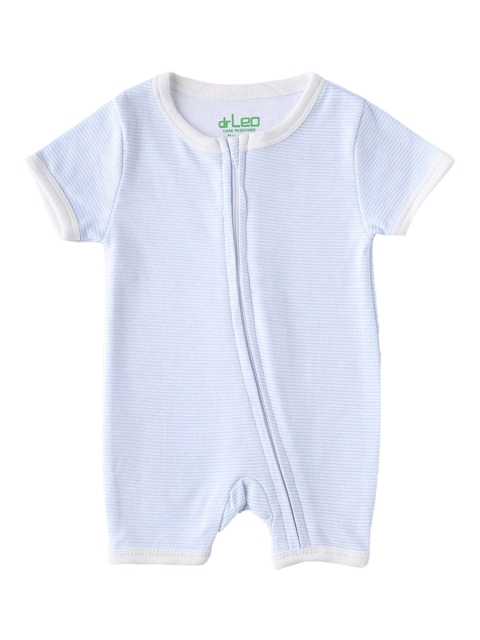 

Hopscotch Infant Kids Blue Solid Cotton Romper