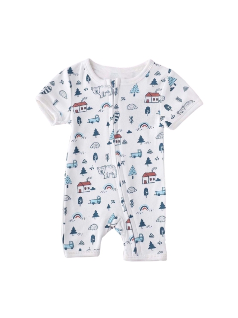 

Hopscotch Infant Off White All-Over Printed Rompers