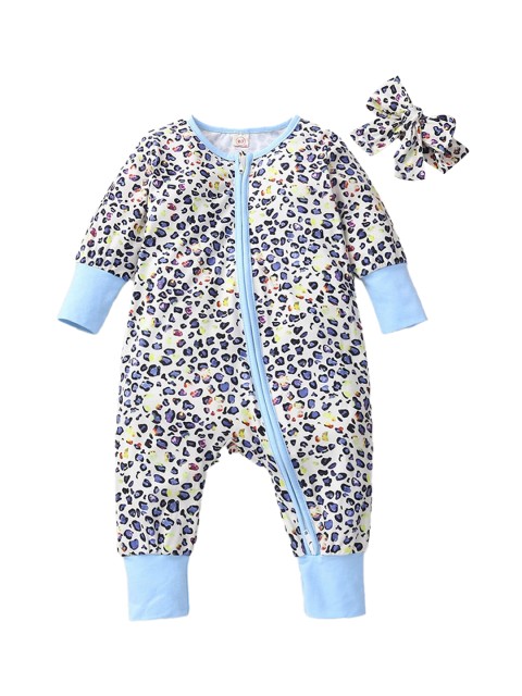 

Hopscotch Infant Boys White & Blue Animal Printed Cotton Bodysuit