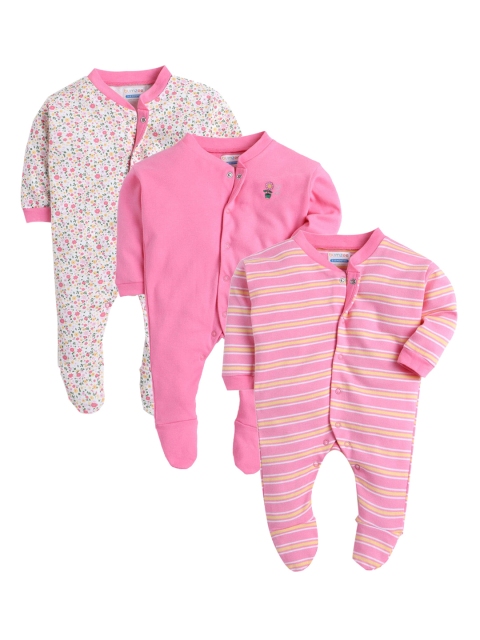 

Hopscotch Infant Girls Pack Of 3 Pink Printed Cotton Bodysuit