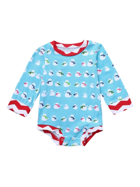 

Hopscotch Infant Boys Blue & White Printed Cotton Bodysuit