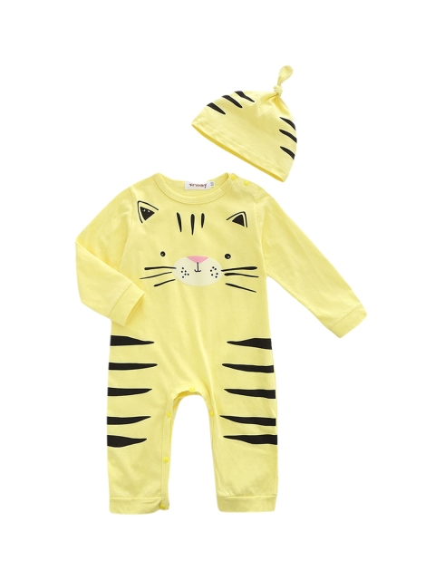 

Hopscotch Yellow Animal Print Sleepsuits