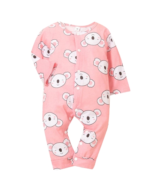 

Hopscotch Infant Boys Pink & White Printed Cotton Bodysuit