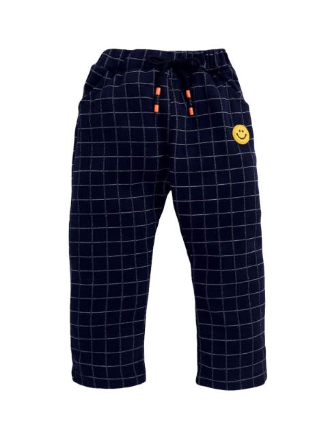 

Hopscotch Infant Boys Navy Blue Checked Relaxed-Fit Track Pants