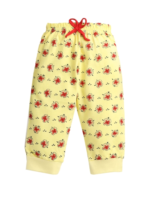

Hopscotch Infant Girls Yellow Printed Relaxed-Fit Cotton Joggers