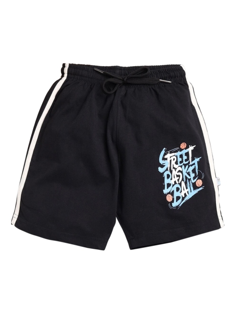 

Hopscotch Boys Black Typography Printed Shorts