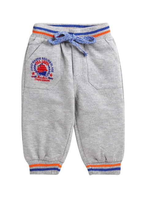 

Hopscotch Boys Grey Solid Cotton Track Pants