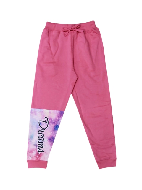 

Hopscotch Girls Pink Printed Relaxed-Fit Joggers