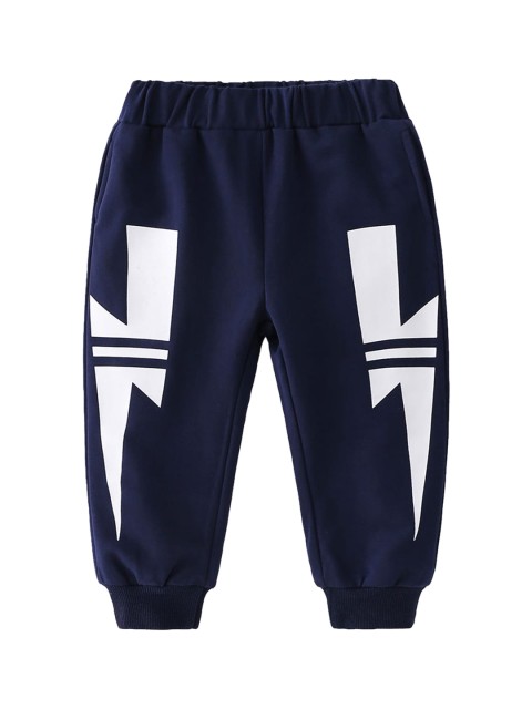 

Hopscotch Boys Navy Blue & White Graphic Printed Joggers