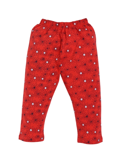 

Hopscotch Girls Red Printed Track Pants