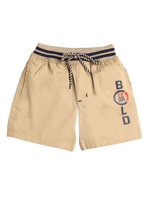 

Hopscotch Boys Khaki Typography Printed Cotton Shorts
