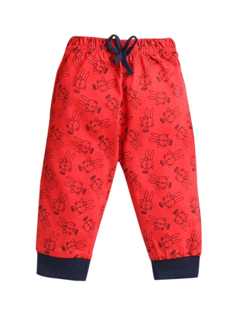 

Hopscotch Girls Red Relaxed Fit Printed Cotton Joggers