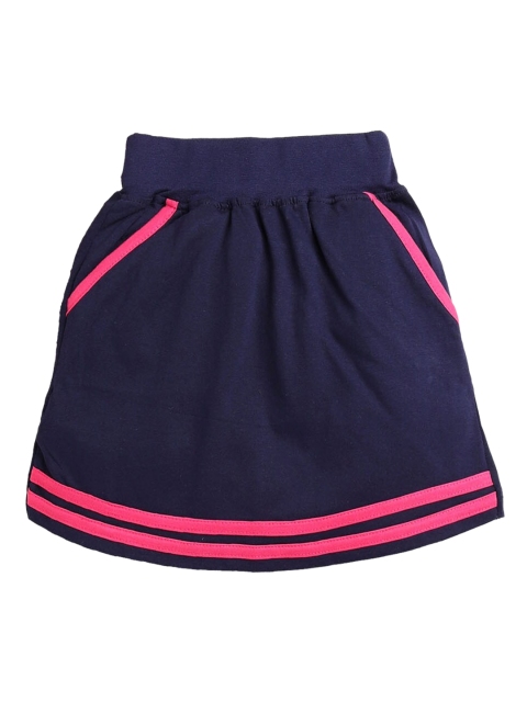 

Hopscotch Girls Navy Blue Solid Cotton Skirt