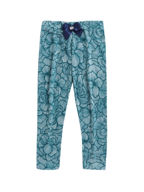

Hopscotch Girls Blue Printed Ankle-Length Leggings