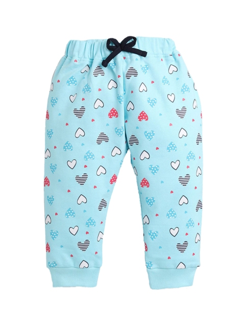 

Hopscotch Girls Blue Printed Cotton Track Pants