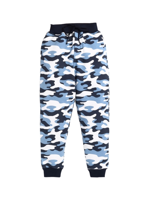 

Hopscotch Boys Blue & White Camouflage Printed Relaxed-Fit Joggers