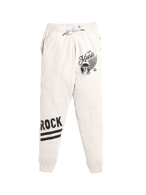 

Hopscotch Boys Beige & Black Graphic Printed Cotton Joggers