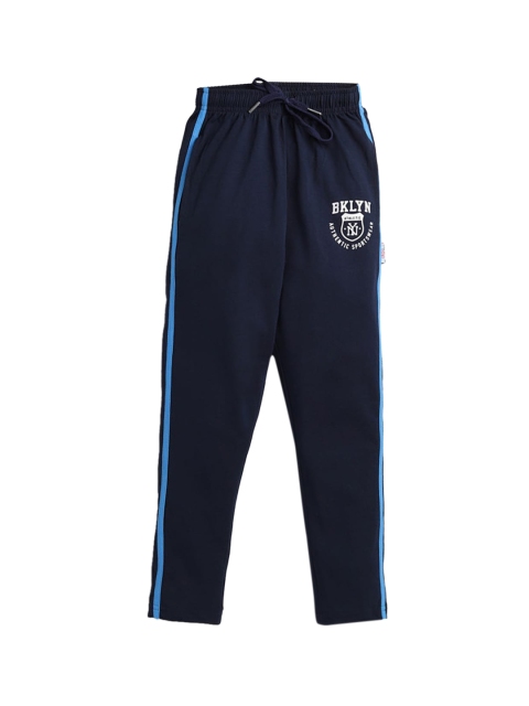 

Hopscotch Boys Navy Blue Graphic Printed Cotton Track Pants