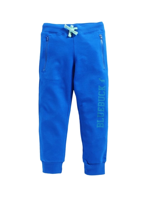 

Hopscotch Boys Blue Solid Relaxed-Fit Pure Cotton Joggers