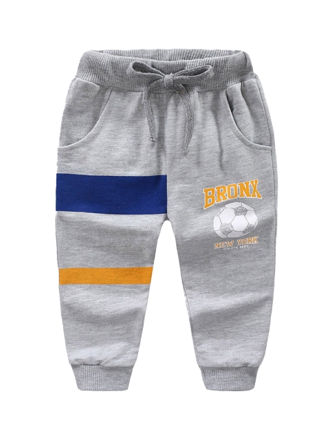 

Hopscotch Boys Grey Graphic Printed Cotton Joggers