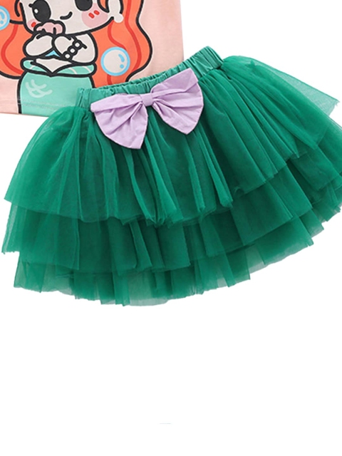 

Hopscotch Girls Green & Purple Solid Tiered Midi Flared Skirts