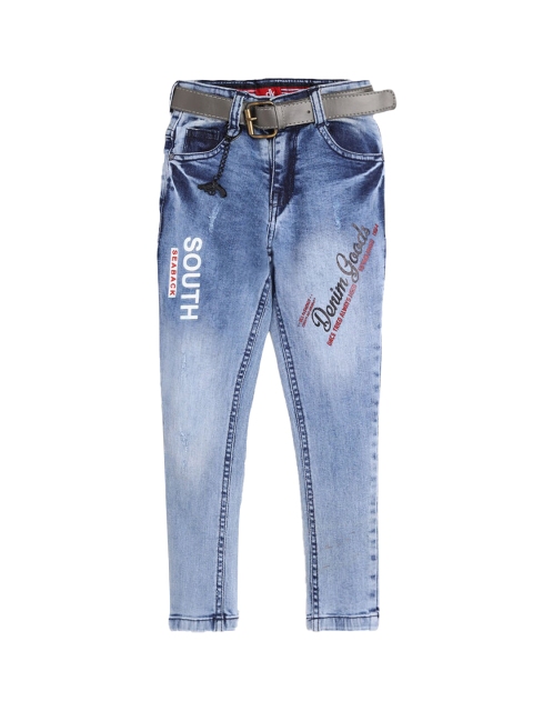 

Hopscotch Boys Blue Highly Distressed Heavy Fade Stretchable Jeans