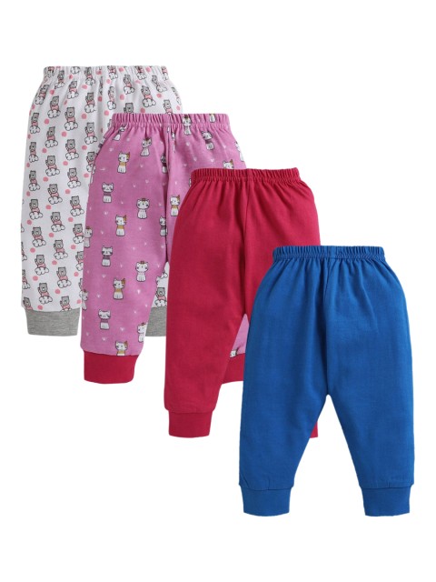 

Hopscotch Girls Set of 4 Multi-Coloured Cotton Track Pants, Fuchsia