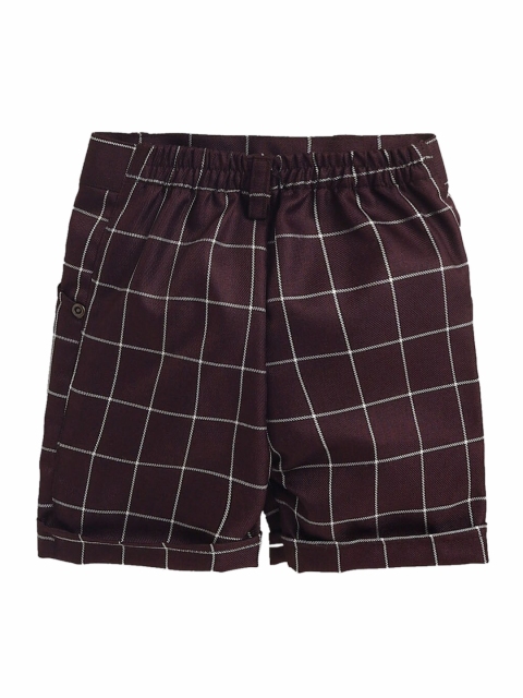 

Hopscotch Boys Brown Checked Cotton Shorts