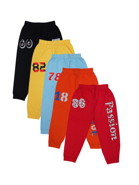 

Hopscotch Infant Boys Pack Of 5 Printed Relaxed-fit Cotton Joggers, Yellow