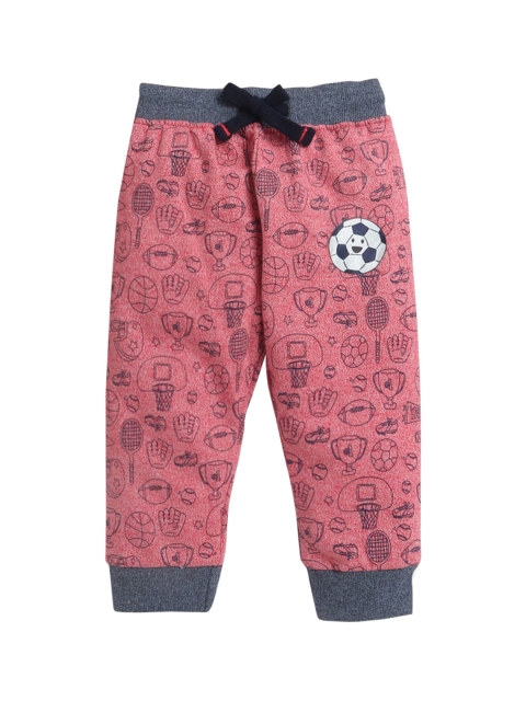 

Hopscotch Boys Pink Conversational Printed Joggers Track Pants