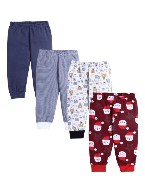 

Hopscotch Boys Set of 4 Multi-Coloured Printed Cotton Track Pants, Navy blue