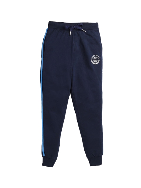 

Hopscotch Boys Navy Blue Graphic Printed Cotton Joggers
