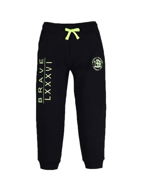 

Hopscotch Boys Black Printed Track Pants