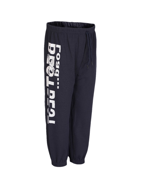 

Hopscotch Boys Navy Blue Printed Cotton Joggers