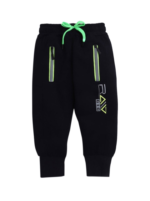 

Hopscotch Girls Black Graphic Printed Track Pants