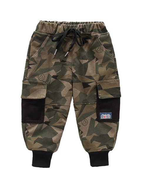 

Hopscotch Boys Green & Brown Camouflage Printed Cargos Joggers