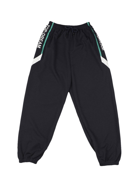 

Hopscotch Boys Black graphic text printed relaxed-fit track pants