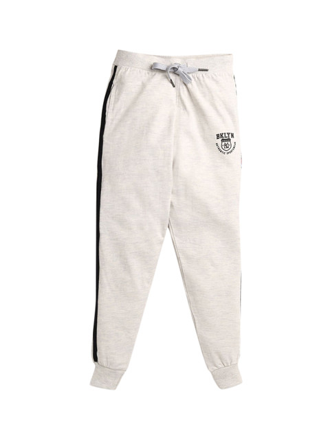 

Hopscotch Boys White Graphic Printed Cotton Track Pants